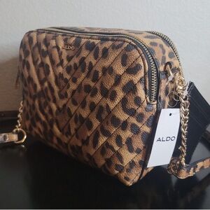 Aldo Cheetah Leopard Animal Print Quilted Crossbody Bag with Cardholder NWT